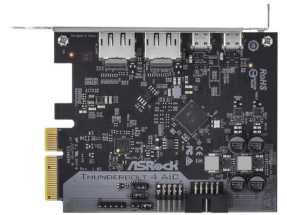 Picture of ASRock THUNDERBOLT 4 AIC Expansion Board Intel 500 Series Memory Type DDR4 Japan Motherboard