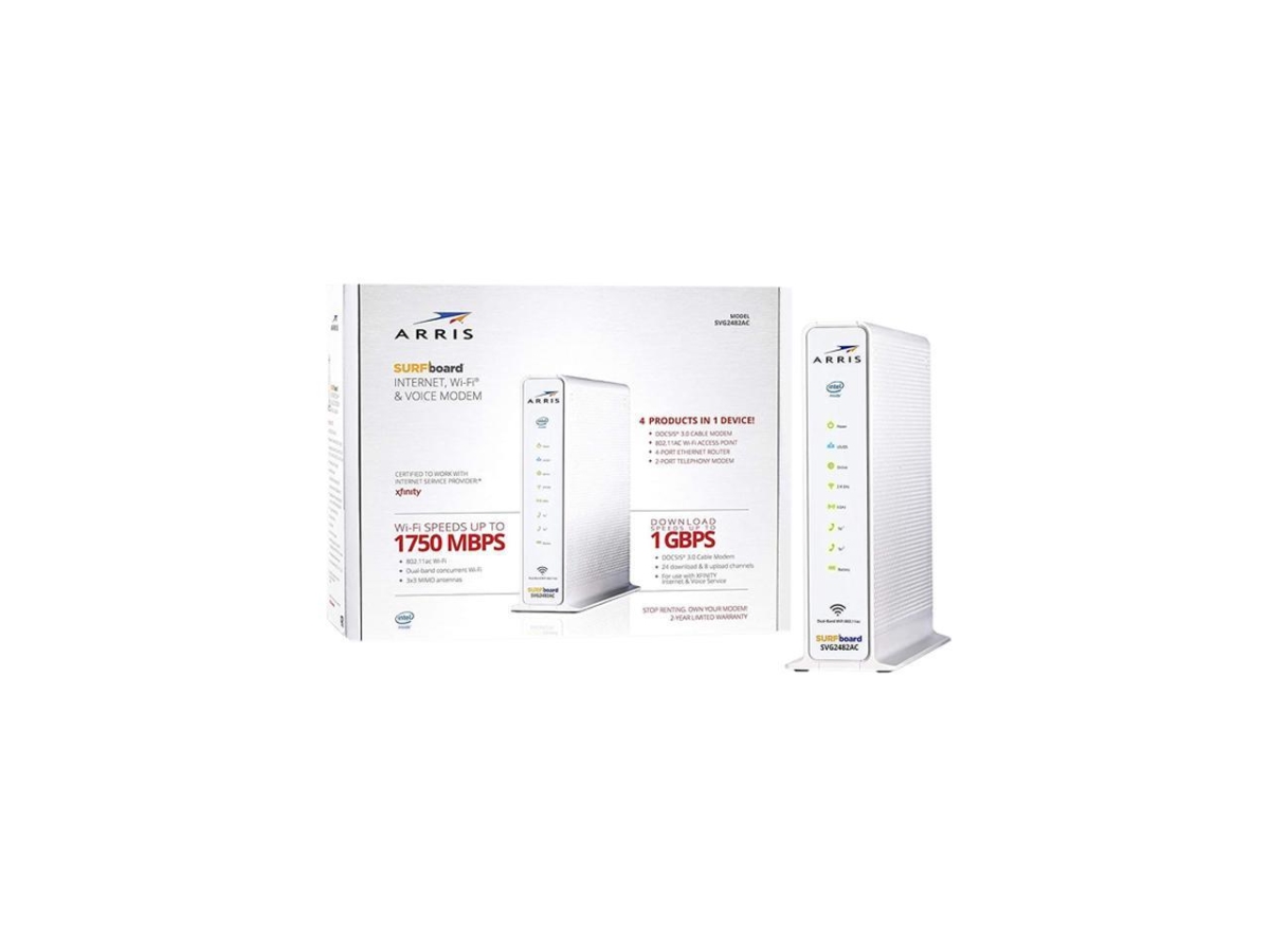 SVG2482 3.0 Voice Cable Modem with AC1750 Dual-Band Wi-Fi Router for Xfinity, White -  ARRIS