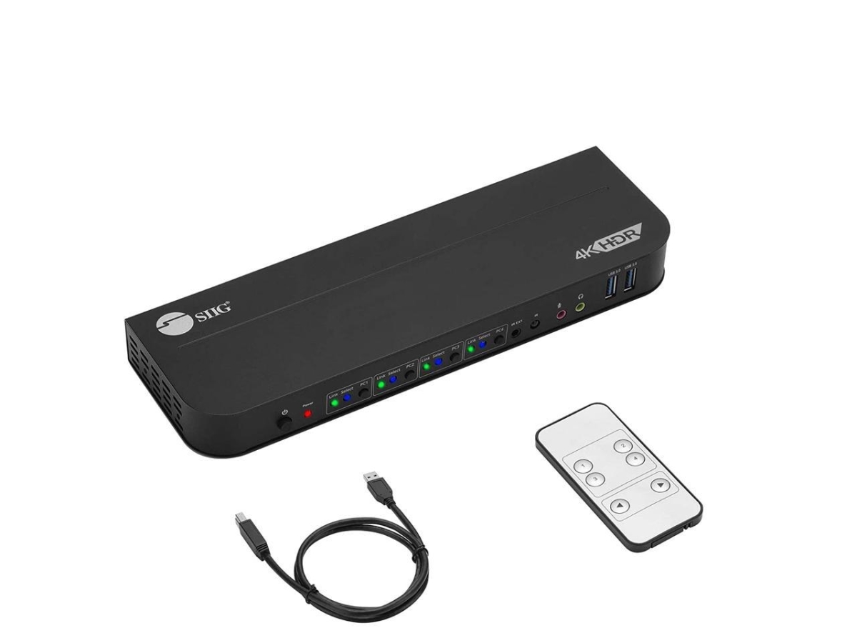 4 x 1 Display Port 4K KVM USB 3.0 Switch with Remote Control