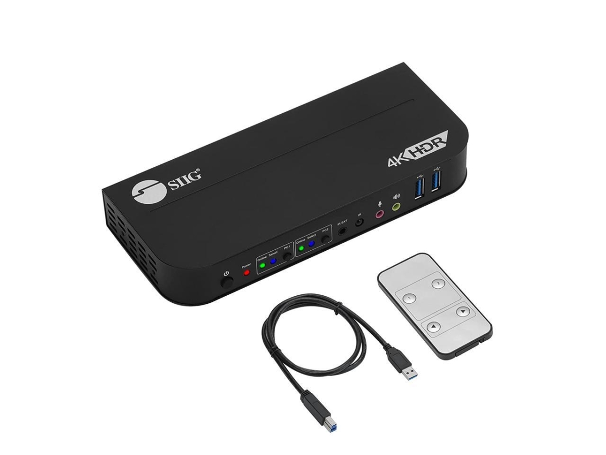 2 x 1 HDMI 4K HDR KVM USB 3.0 Switch with Remote Control