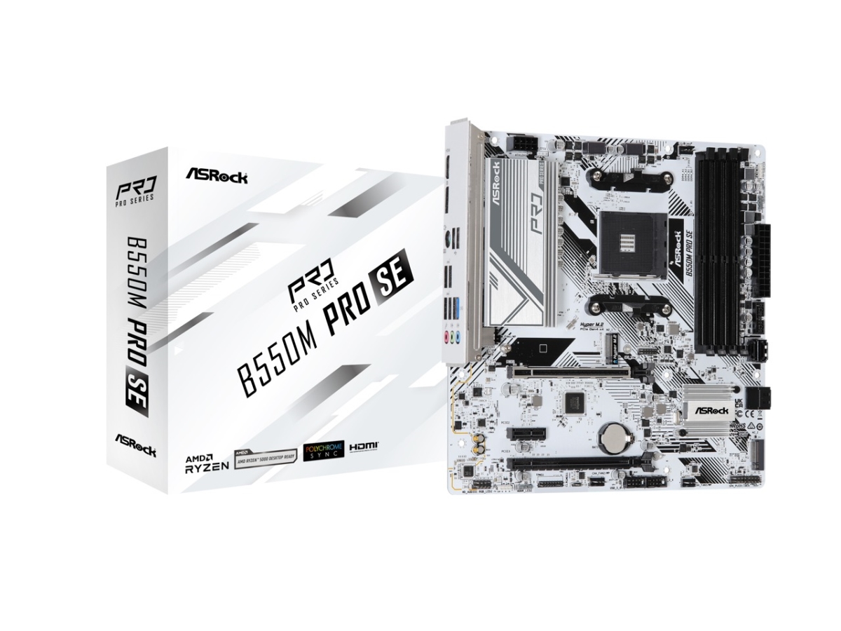Picture of ASRock B550M Pro SE AM4 DDR4 SATA 6Gb-s 1 PCIe 4.0 x16 Micro ATX Motherboard