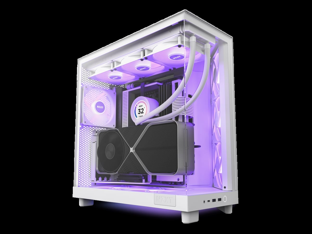 H6 Flow RGB Compact Dual-Chamber Mid-Tower Airflow Case, White