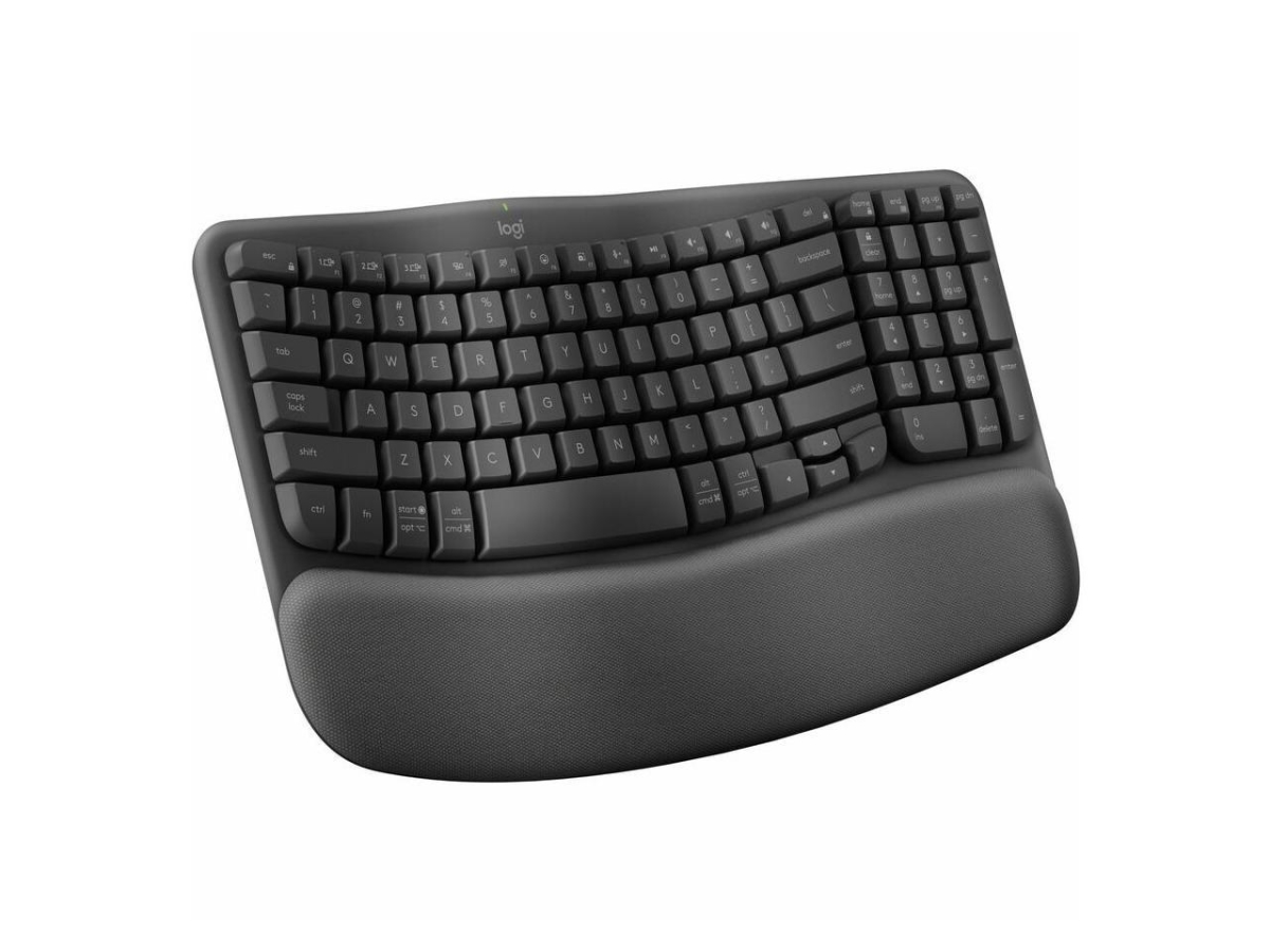 Picture of Logitech 920-011898 Wave Keys Wireless Ergonomic Keyboard with Cushioned Palm Rest&#44; Graphite