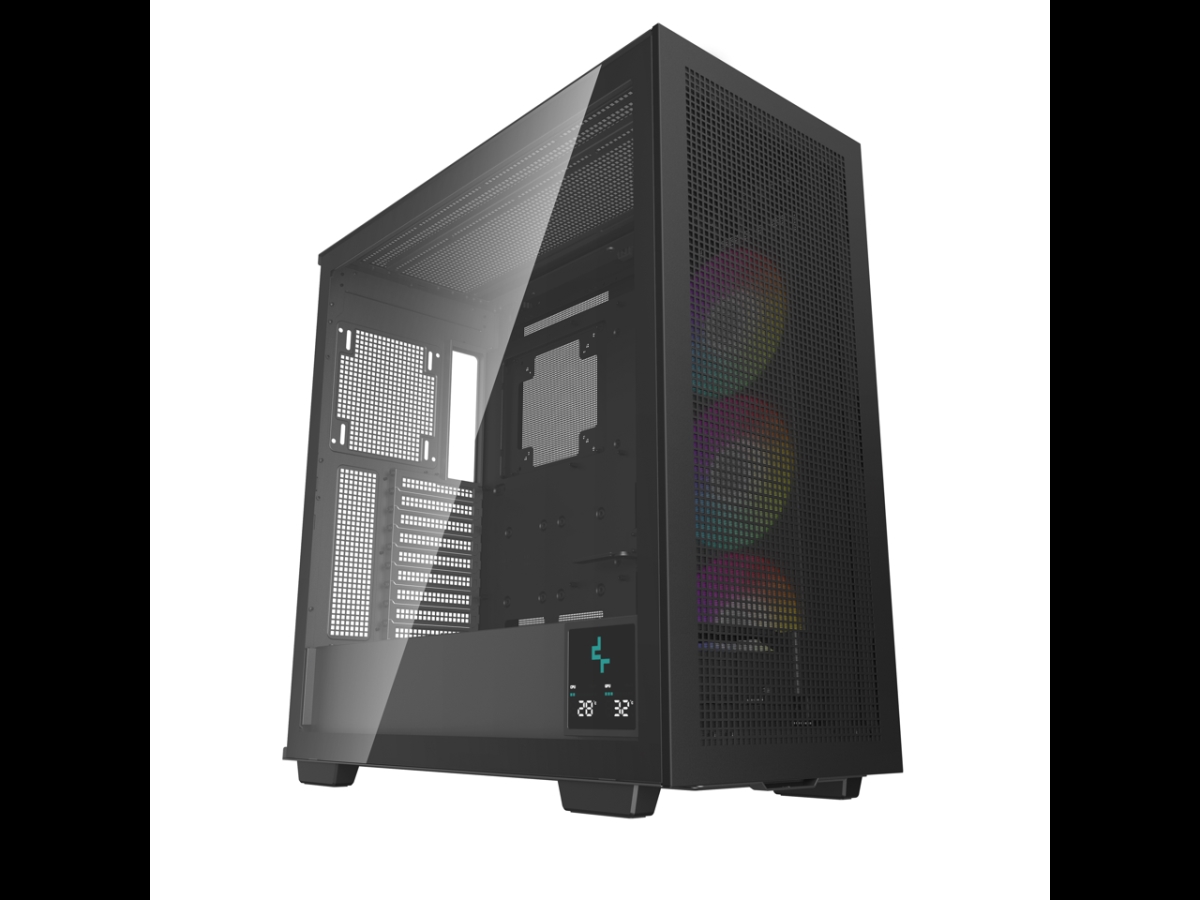 Picture of Deepcool MORPHEUS ATX Plus Modular Airflow Case with Single & Dual Chamber Configurations&#44; Dual Status Display&#44; Trinity 140 mm ARGB Fans&#44; Vertical Mount & Gen 4 Riser Cable & Mesh Filters&#44; Black