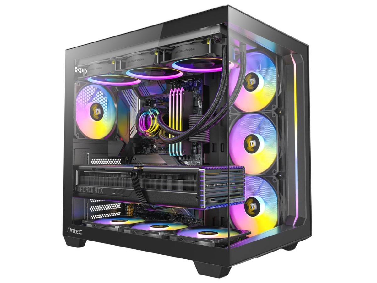 C5 ARGB 7 x 120 mm ARGB PWM Fans Type-C 3.2 Gen 2 Port Mid-Tower ATX PC Case, Black