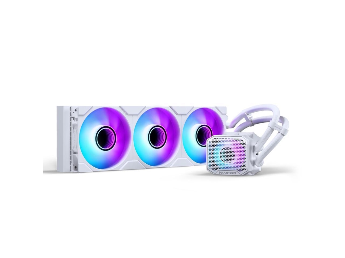 Picture of Phanteks PH-GO360M25G2-DWT02 120 mm Glacier One 360M25 G2 AIO Liquid CPU Cooler with Pump Cap Design 3x Performance M25 PWM RGB Fan - White