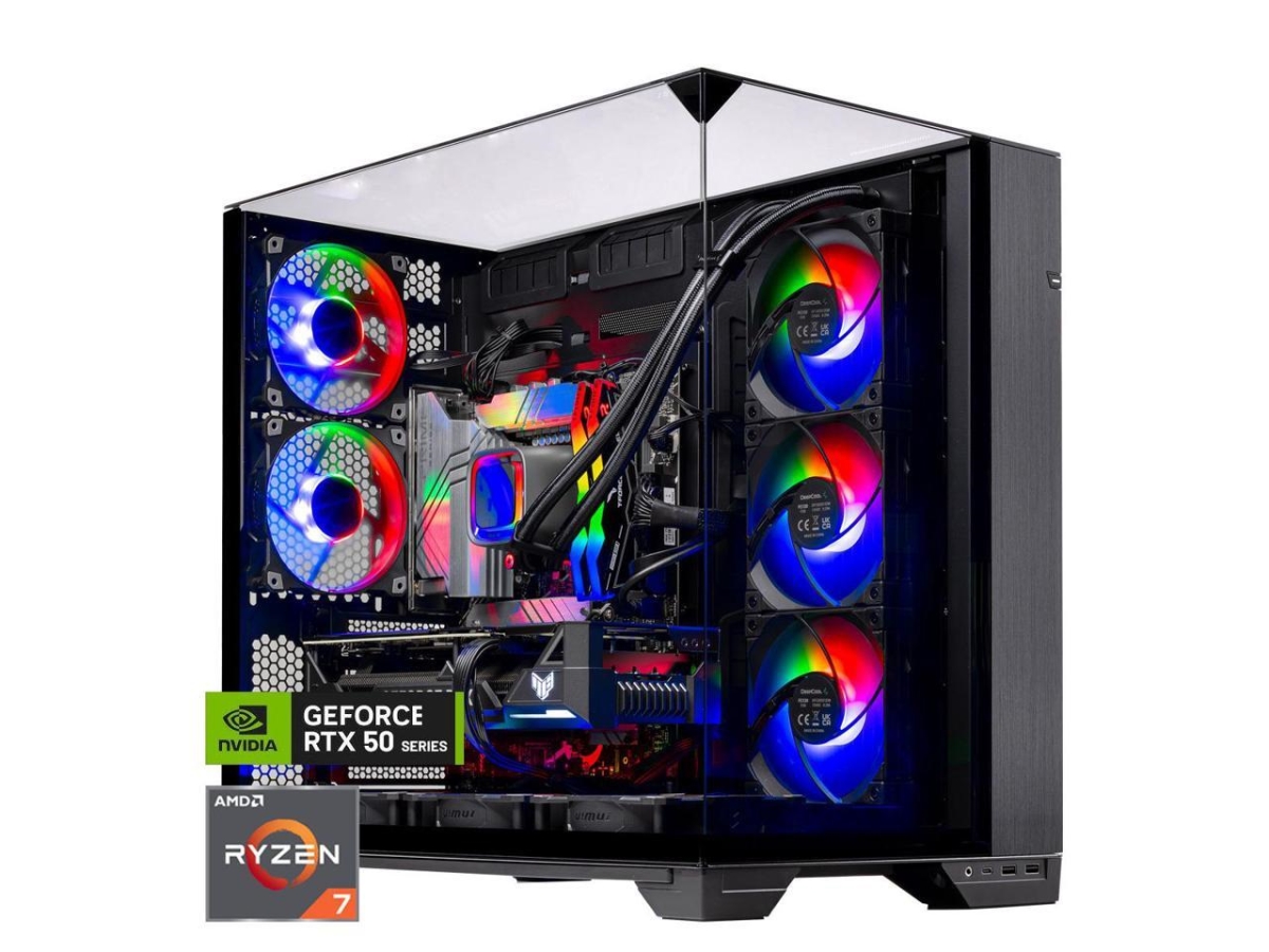 Picture of Skytech ST-O11V-1601-B-AL O11V Gaming PC Desktop AMD Ryzen 7 7800X3D NVIDIA Geforce RTX 5070 Ti 1TB Gen4 SSD 32GB DDR5 RAM&#44; AIO Liquid Cooling Windows 11