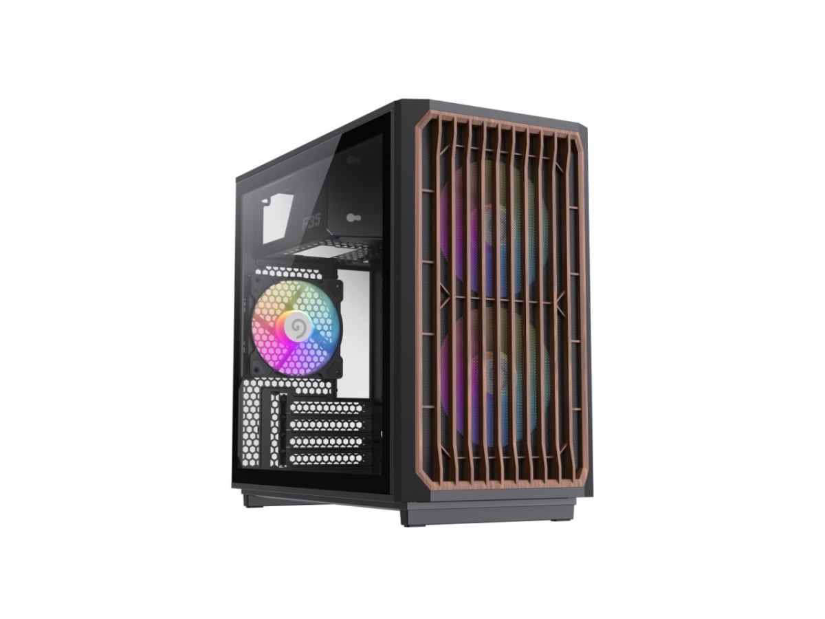 Picture of Gamemax F35 BW Black USB3.0 -type C Micro-atx Gaming PC Tempered Glass Computer Case&#44; Pre-installed 3x ARGB Fan