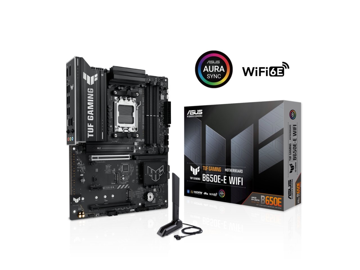 Picture of ASUS TUF GAMING B650E-E WIFI AMD AM5 ATX Motherboard&#44; 80A D-Rmos Stage&#44; DDR5&#44; PCIe 5.0 Ready&#44; 3x M.2&#44; Wi-fi 6e&#44; 2.5 Gb LAN&#44; DisplayPort&#44; HDMI&#44; USB 20GBps
