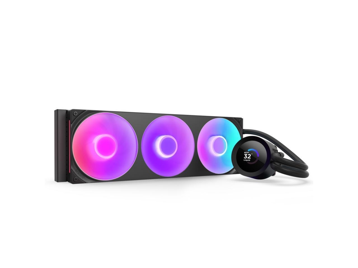 Picture of NZXT RL-KR360-B2 Kraken Plus 360 mm Black AIO Liquid Cooler with 1.54 in. LCD & RGB Core Single Frame Fan