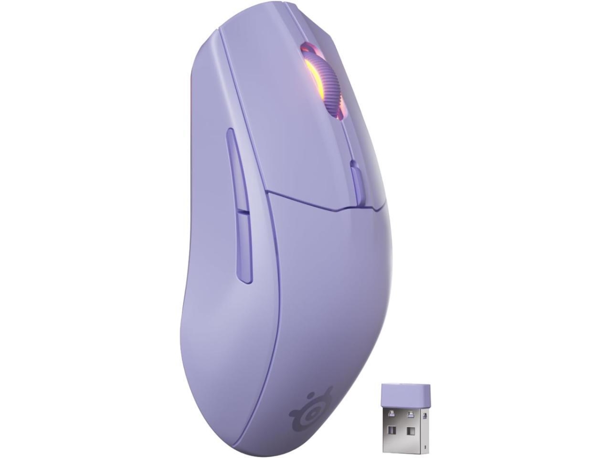 Picture of SteelSeries 62689 Rival 3 Wireless Gen 2 Gaming Mouse - 2.4GHz & Bluetooth - 18000 DPI TrueMove Air Optical Sensor - Light-Weight - 100 Percent PTFE Lavender