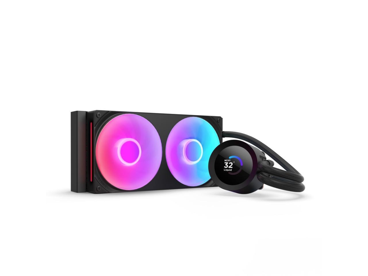 Picture of NZXT RL-KR240-B2 Kraken Plus RGB 240 mm Black AIO Liquid Cooler with 1.54 in. LCD & RGB Core Single Frame Fan