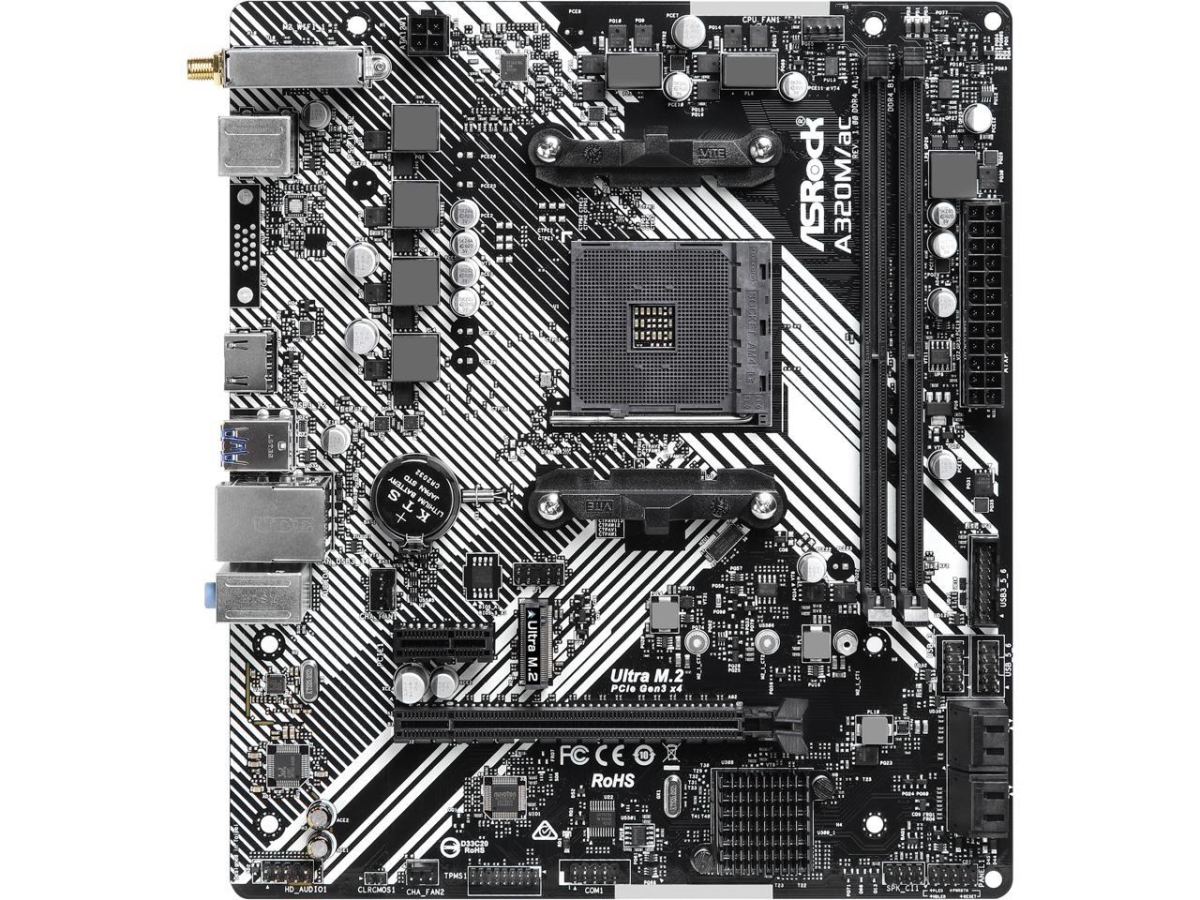 Picture of ASRock A320M-AC AM4 AMD A320 SATA 6GBs Micro ATX AMD Motherboard