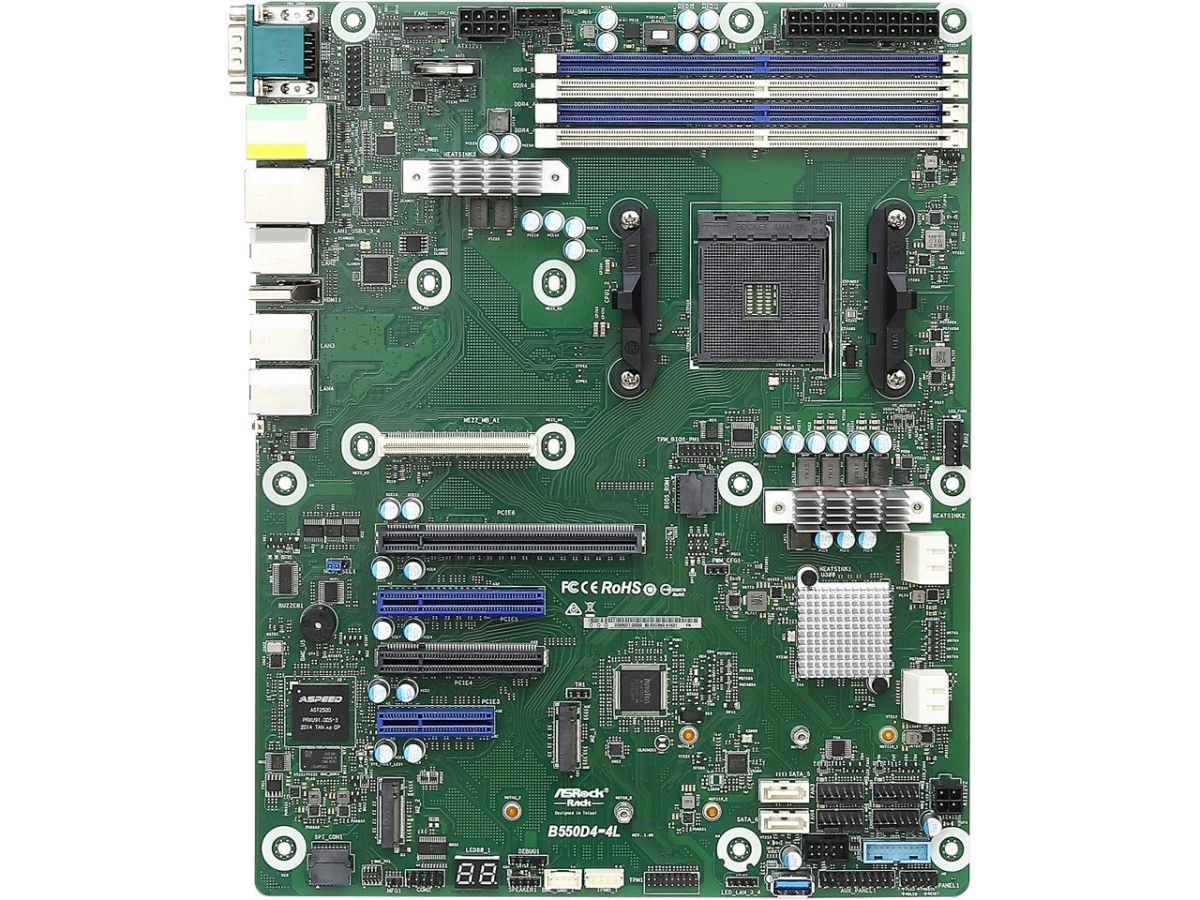 Picture of ASRock Rack B550D4-4L AMD Ryzen 5000 Series AM4 PGA 1331 B550 ATX Server Motherboard