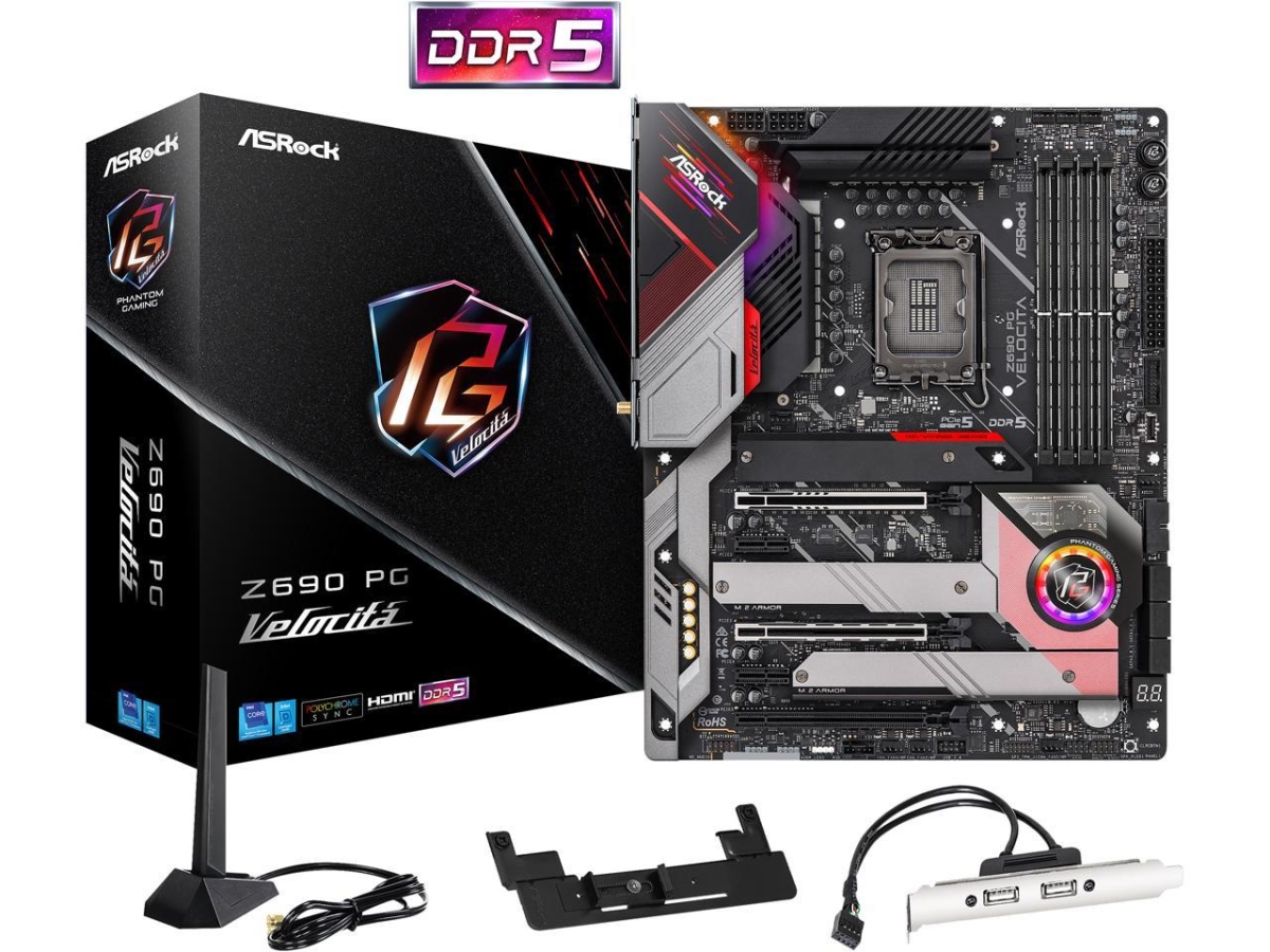 Picture of Asrock Z690 PG Velocita LGA 1700 Intel Z690 SATA 6GBs DDR5 ATX Intel Motherboard