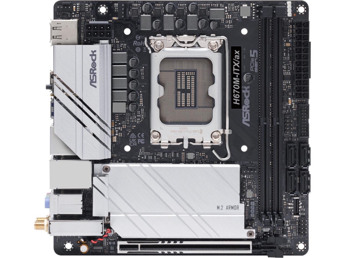 Picture of ASRock H670M-ITX-AX LGA 1700 Intel H670 SATA 6Gbs DDR4 Mini ITX Motherboard