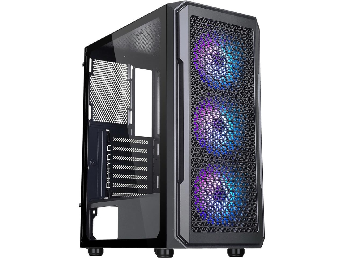 Picture of Diypc S3-BK-ARGB USB3.0 Steel & Tempered Glass ATX Mid Tower Gaming Computer Case&#44; Black