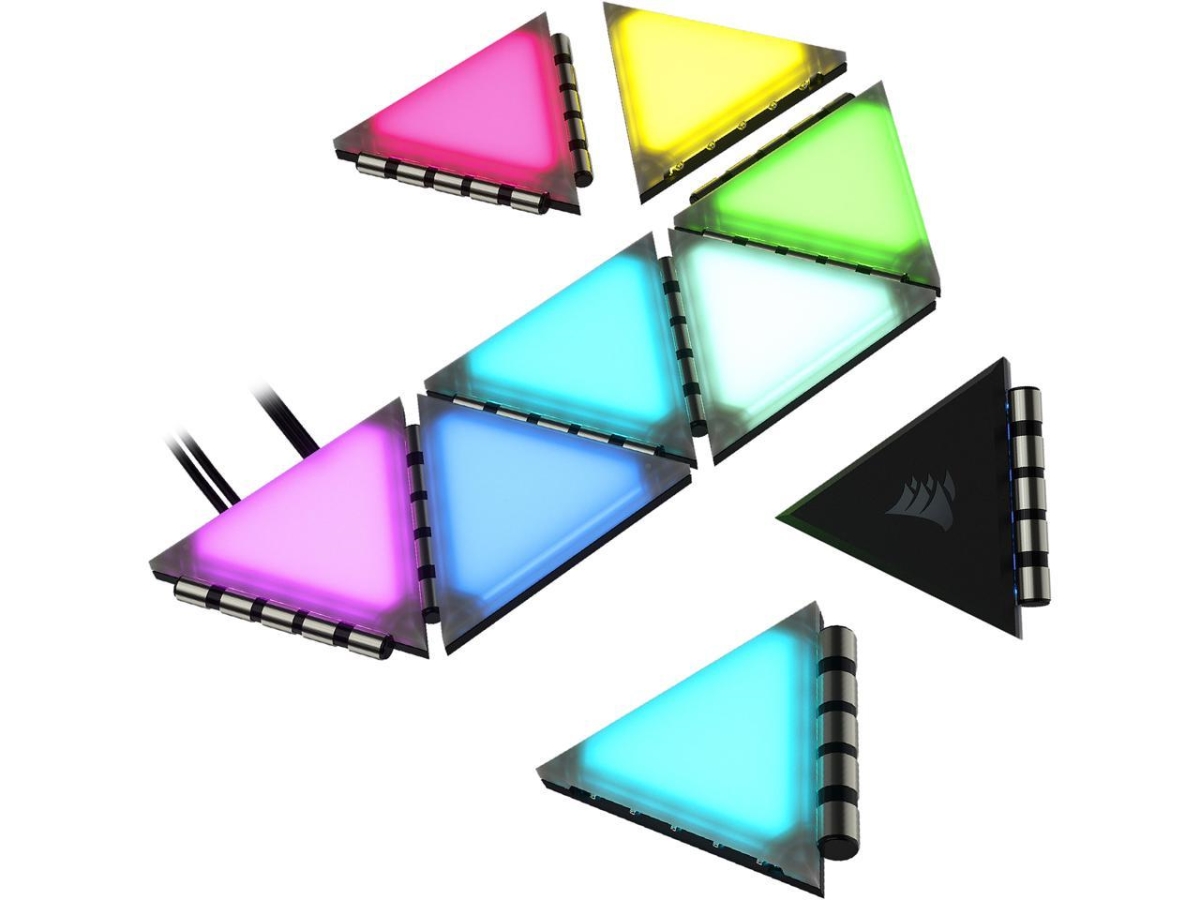 Picture of Corsair CL-9011114-WW iCUE LC100 Case Accent Lighting Panels Mini Triangle 9x Tile Starter Kit