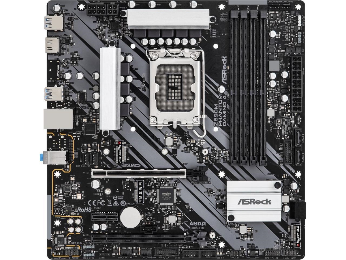 Picture of ASRock Z690M Phantom Gaming 4 LGA 1700 Intel Z690 SATA 6Gbs DDR4 Micro ATX Intel Motherboard