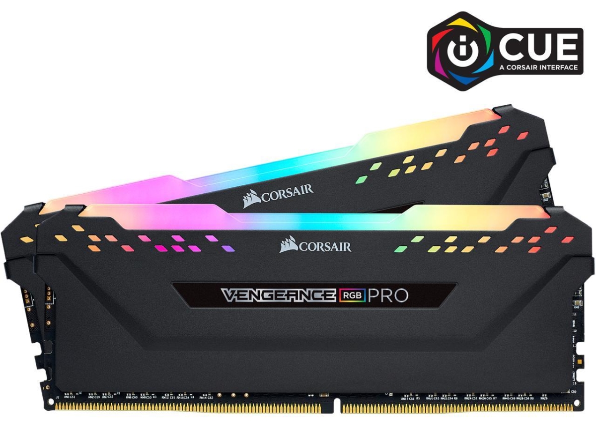 Picture of Corsair CMW32GX4M2E3200C16 Vengeance RGB Pro 32GB 288-Pin DDR4 SDRAM DDR4 3200 Intel XMP 2.0 Desktop Memory Model, Black