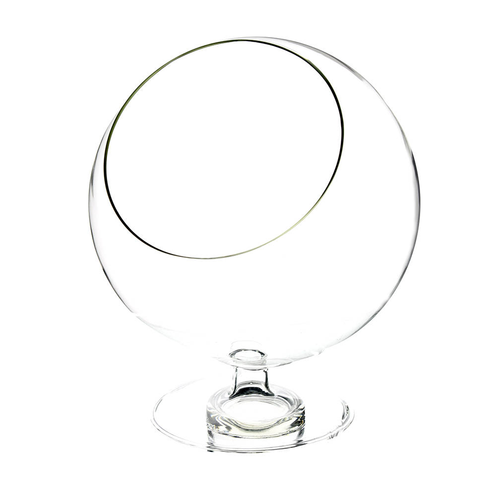 Clear Slant Cut Bowl Vase, Slant Open