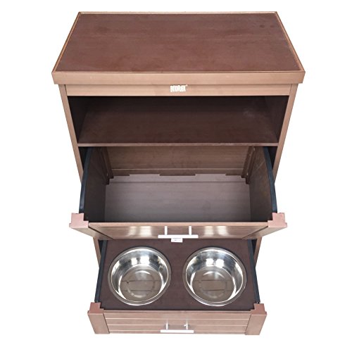 Picture of New Age EHPD403 Habitat N Home Brea Pantry Diner Double Dog Bowl, Reddish Brown