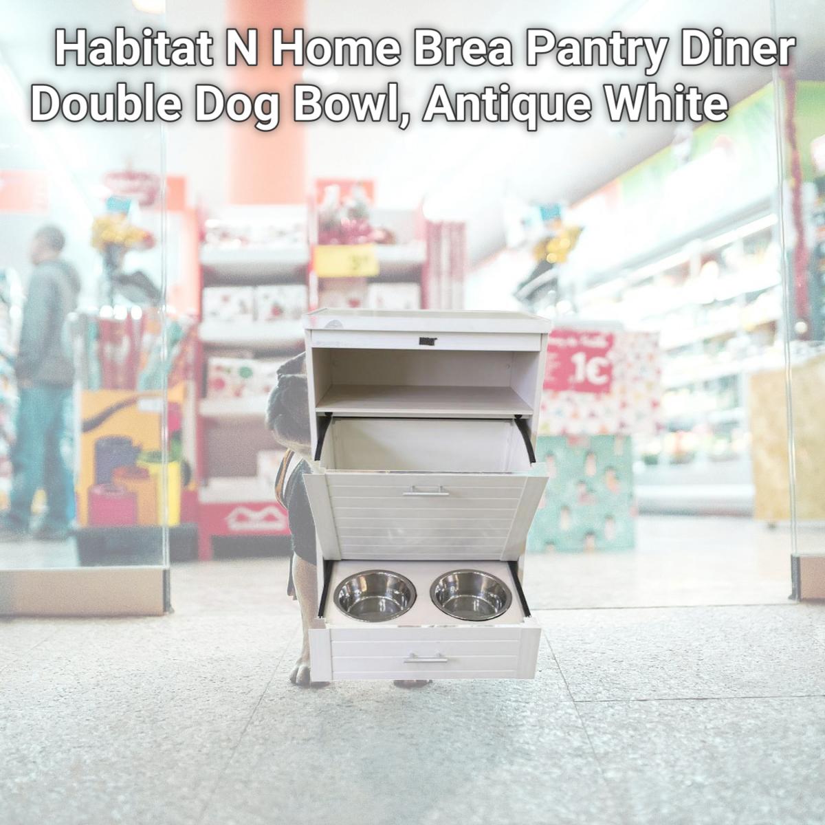 Picture of New Age EHPD404 Habitat N Home Brea Pantry Diner Double Dog Bowl, Antique White