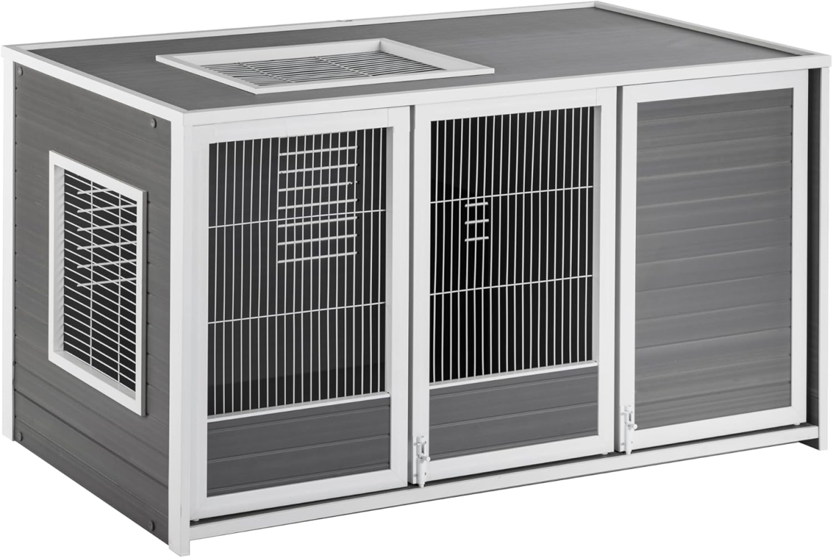 Picture of Age Pet EHRCC40-05 49.1 in. Cozy Critter Chateau Hutch for Small Animals&#44; Gray & White