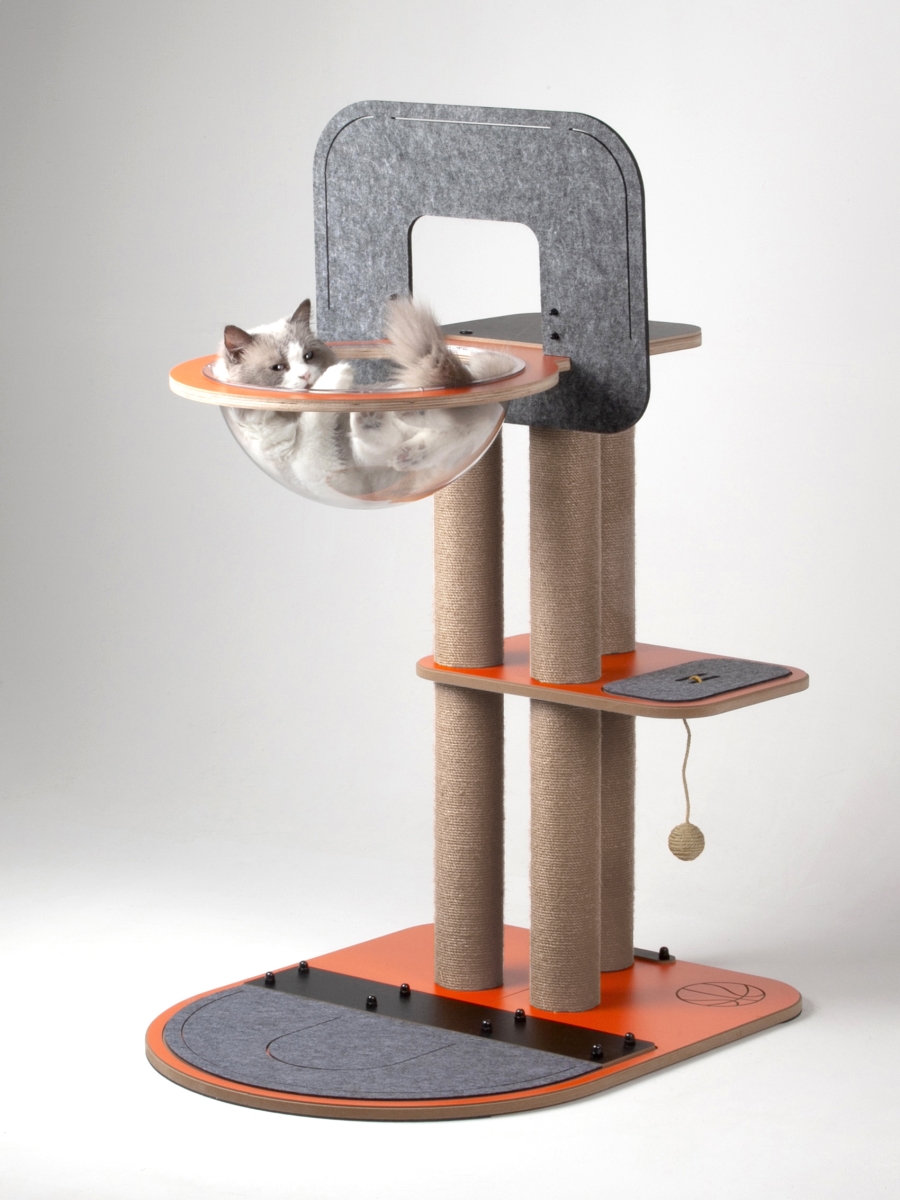 Age Pet MDKBB07-10 Purr & Play Kitty Basketball Hoop with Scratch Post