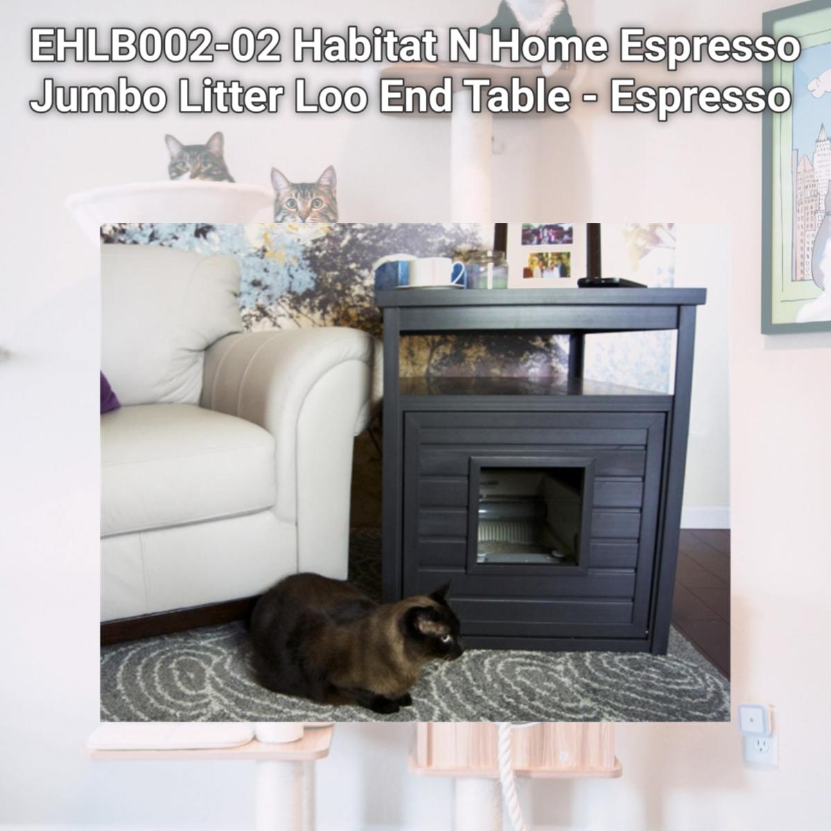 Picture of New Age Pet EHLB002-02 Habitat N Home Espresso Jumbo Litter Loo End Table - Espresso