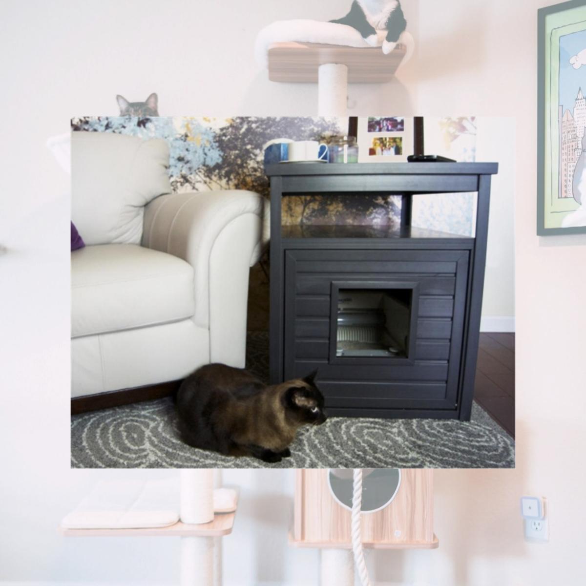 Picture of New Age Pet EHLB002-03 Habitat N Home Espresso Jumbo Litter Loo End Table - Russet