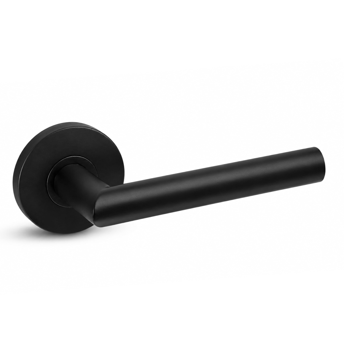 RA105L462-19G  Frankfurt Privacy Door Lever Set with Round Rosette, Graphite Black Bedroom or Bathroom Door Handle, 2-3/8' Backset