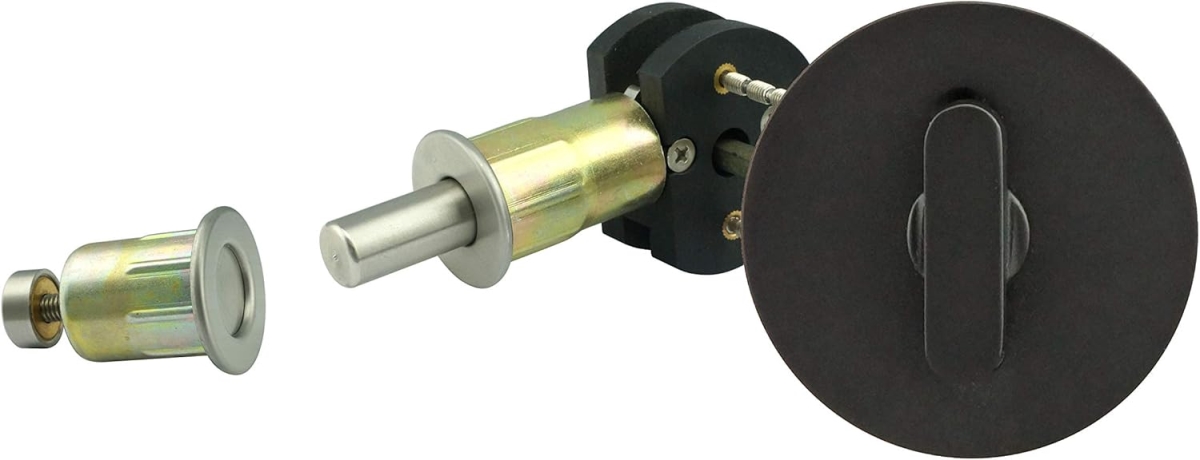 EC1216-BD4214-19G  Barn Door Privacy Lock with Round Rose, Graphite Black ADA Turn Lock, 2-1/4' Backset