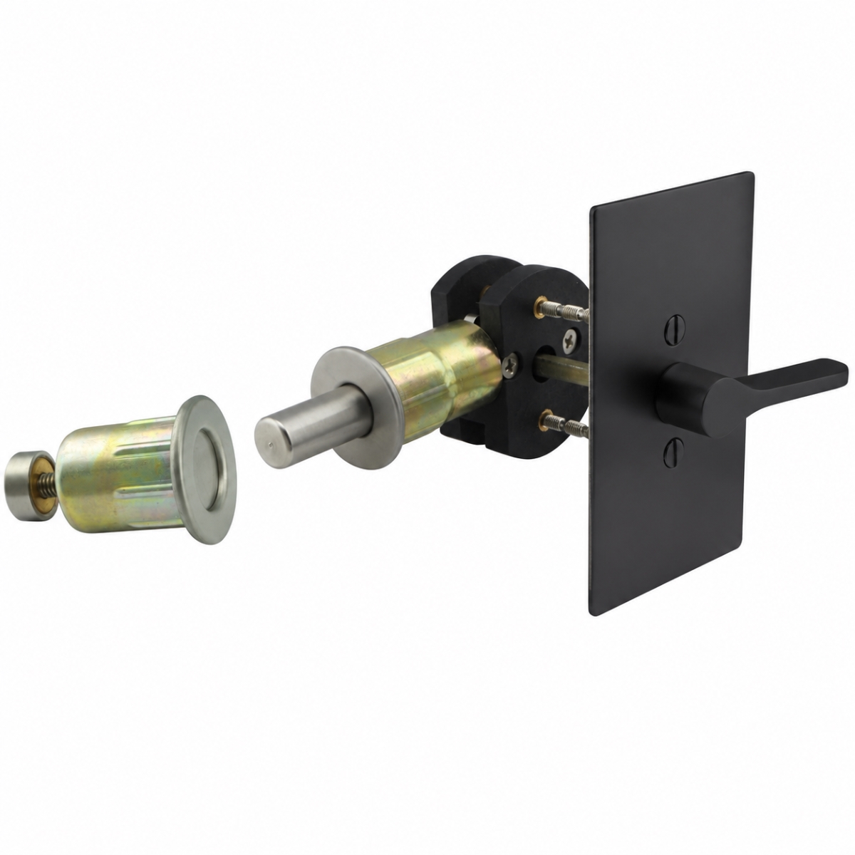 EC1517-BD4214-19G  Barn Door Privacy Lock with Rectangular Rose, Graphite Black ADA Turn Lock, 2-1/4' Backset