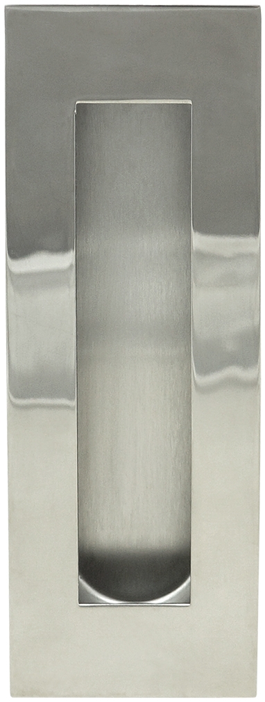 FHIX07-32  Rectangular Pocket Door Pull, Polished Stainless Steel Recessed Cup Pull for Sliding Pocket Doors, 7-1/16' x 2-3/8'