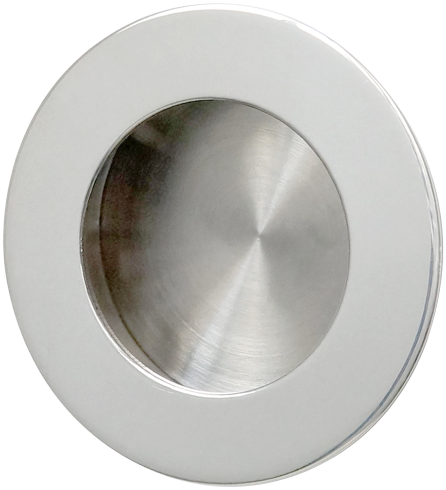 FHIX01-32  Round Pocket Door Pull, Polished Stainless Steel Recessed Cup Pull for Sliding Pocket Doors, 2.56' x 2.56'