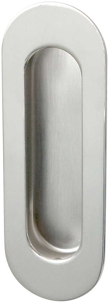 FHIX04-32  Oblong Pocket Door Pull, Polished Stainless Steel Concealed Fixing Cup Pull with Oval Opening