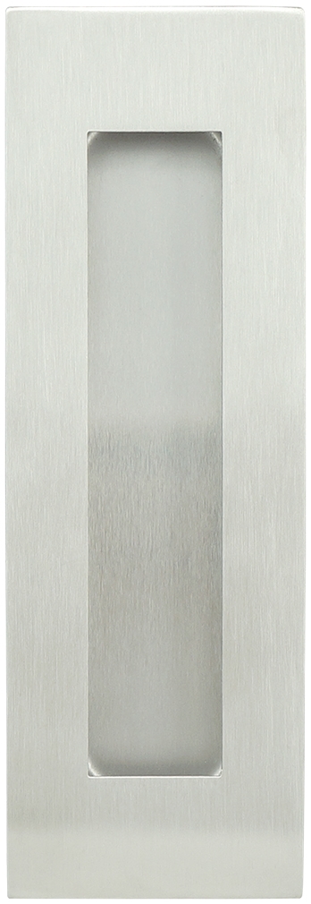 FHIX07-32D  Rectangular Pocket Door Pull, Satin Stainless Steel Recessed Cup Pull for Sliding Pocket Doors, 7-1/16' x 2-3/8'