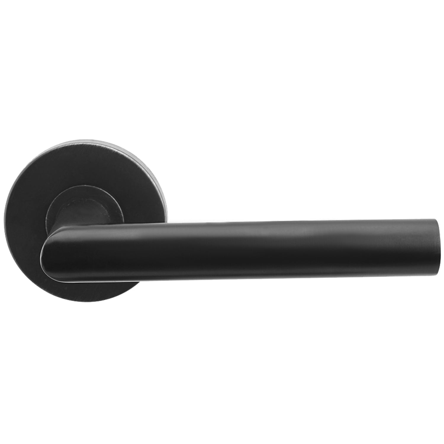 RA105L461-19G  Frankfurt Passage Door Lever Set with Round Rosette, Graphite Black Interior Door Handle, 2-3/8' Backset