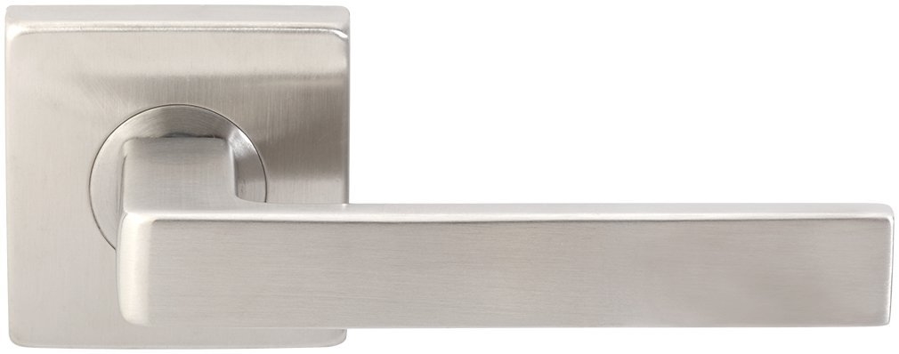 SE345L471-32D  Tokyo Passage Door Lever Set with Square Rosette, Satin Stainless Steel Interior Door Handle, 2-3/4' Backset
