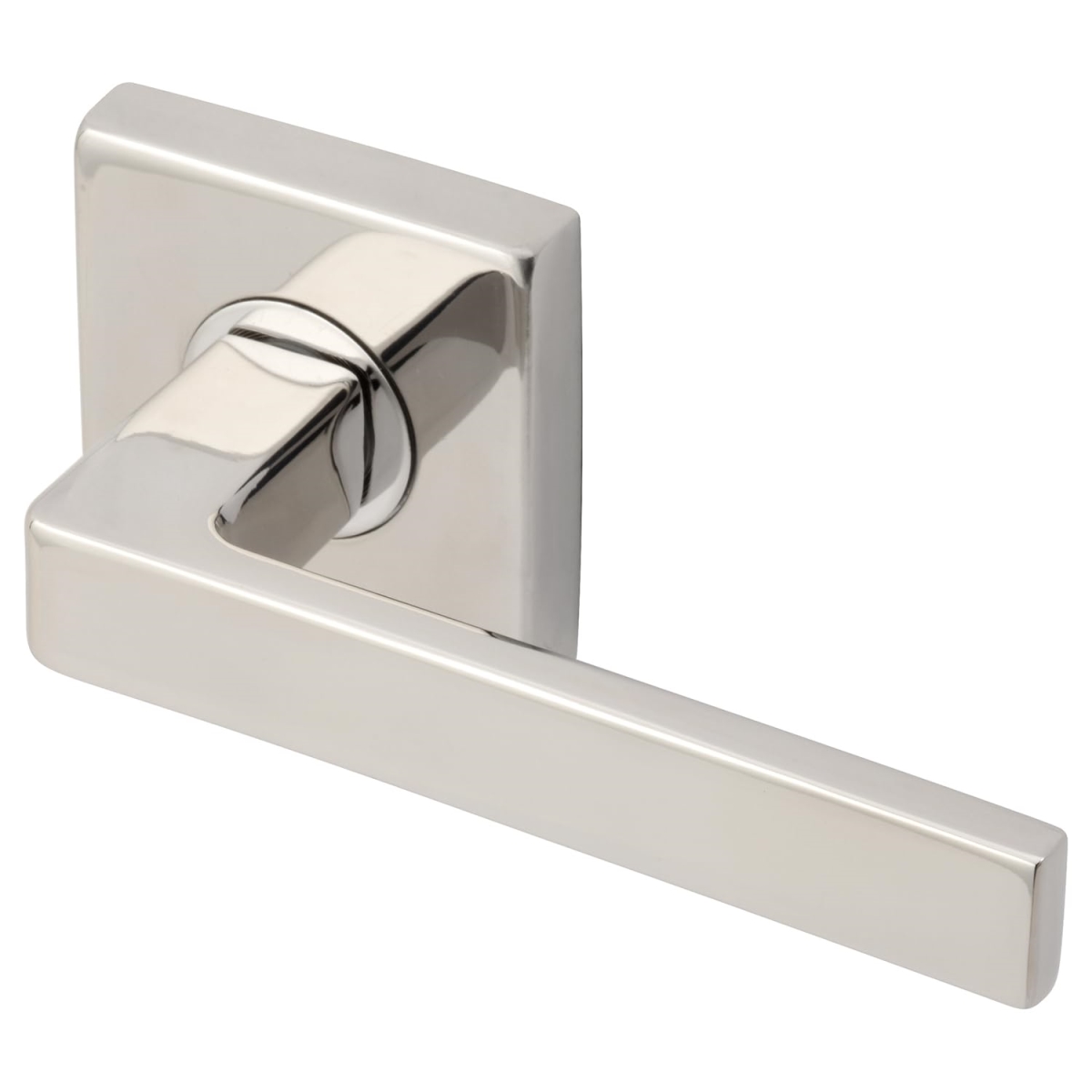 SE345L462-32  Tokyo Privacy Door Lever Set with Square Rosette, Polished Stainless Steel Bedroom or Bathroom Door Handle, 2-3/8' Backset