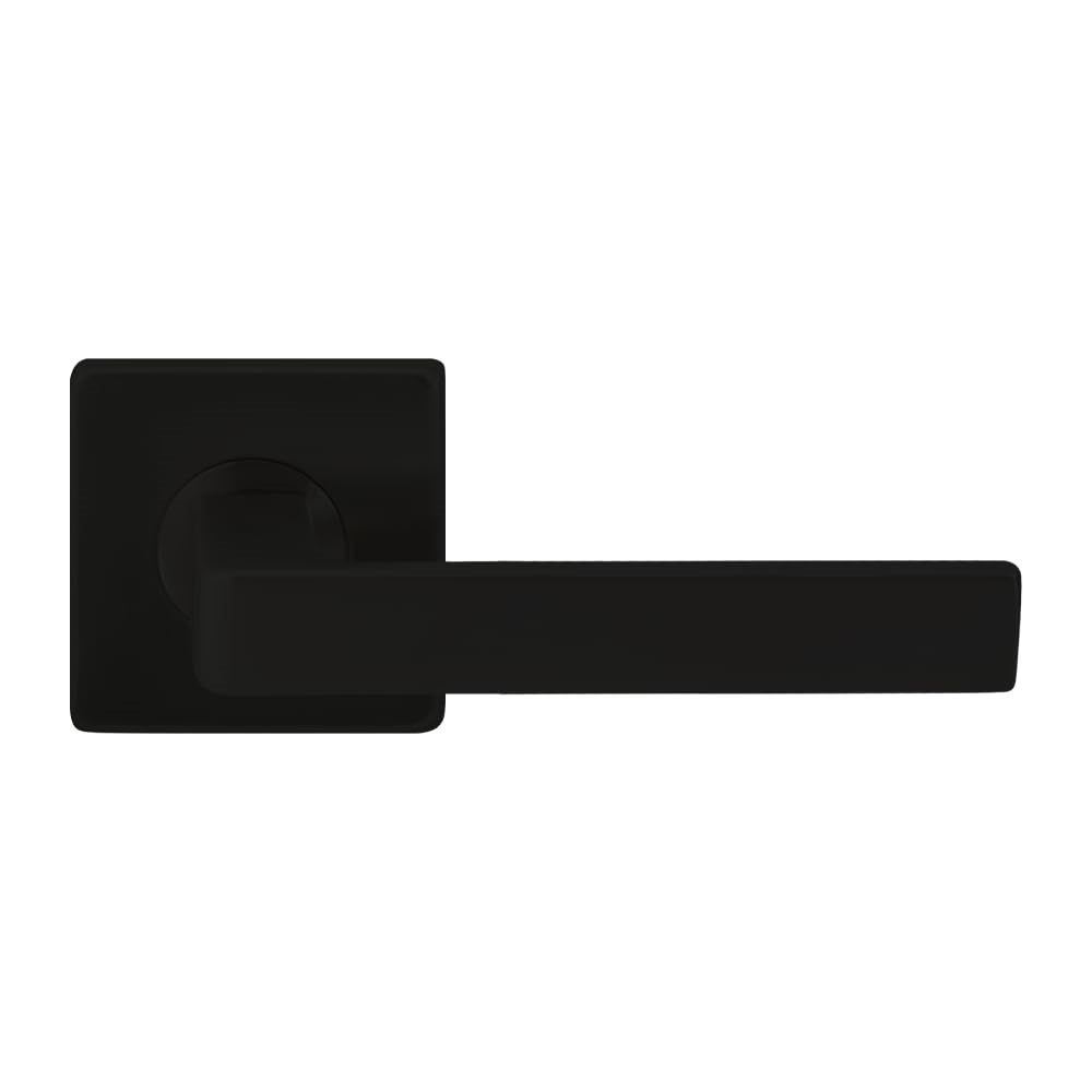 SE345L461-19G  Tokyo Passage Door Lever Set with Square Rosette, Graphite Black Interior Door Handle, 2-3/8' Backset