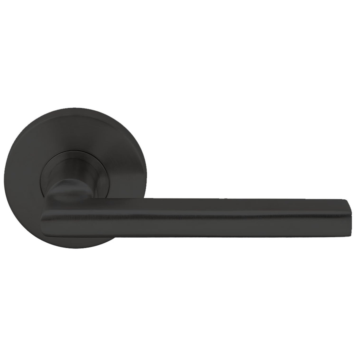 RA243L462-19G  Sunrise Privacy Door Lever Set with Round Rosette, Graphite Black Bedroom or Bathroom Door Handle, 2-3/8' Backset