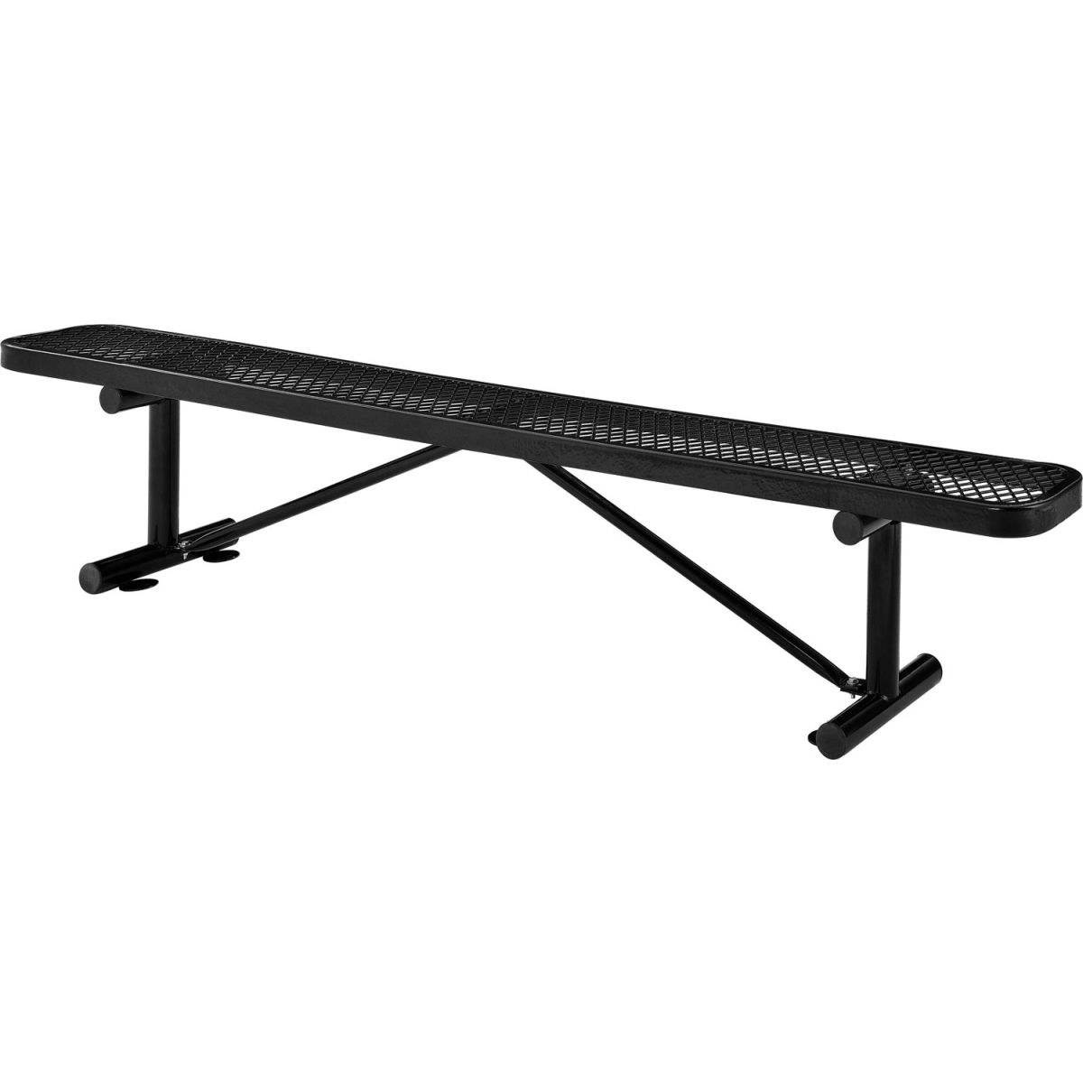 Picture of Global Industrial 3321529 8 ft. Outdoor Steel & Expanded Metal Flat Bench - Black