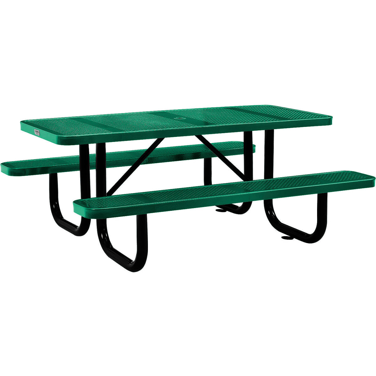 6 ft. Rectangular Outdoor Steel & Perforated Metal Picnic Table, Green