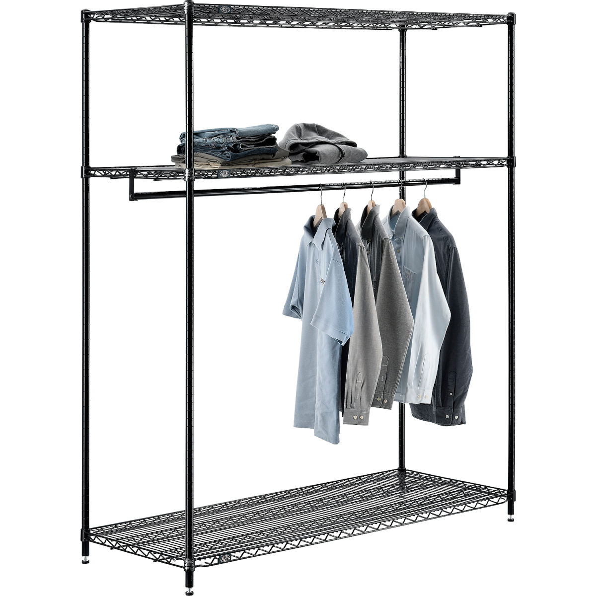 Picture of Global Industrial 184452B 74 x 60 x 24 in. Free Standing 3 Shelf Clothes Rack&#44; Black