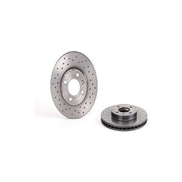 Premium UV Coated Front Xtra Cross Drilled Brake Rotor - Silver - Front - Includes Fixing Kit