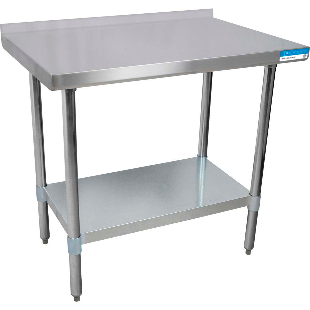 Picture of BK Resources B1516259 18 Gauge 430 Stainless & Galvanised Shelf Workbench with Undershelf & 1.5 in. Backsplash - 24 x 18 in.