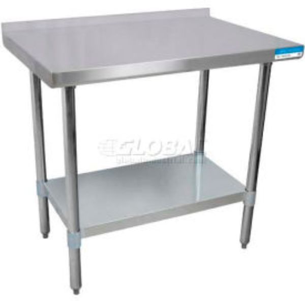 Picture of BK Resources B899436 18 Gauge 430 Stainless & Galvanised Shelf Workbench with Undershelf & 1.5 in. Backsplash - 36 x 24 in.
