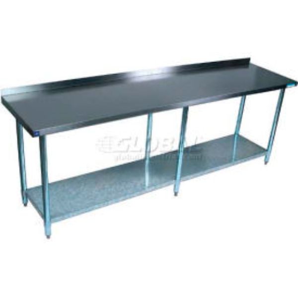 Picture of BK Resources B899455 18 Gauge 430 Series Stainless Workbench with Undershelf & 1.5 in. Backsplash - 84 x 24 in.